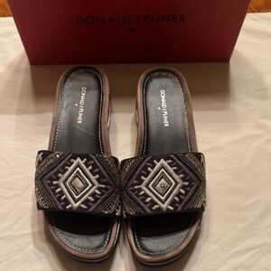 Donald J. Pliner Black and Silver Embellished Sandals